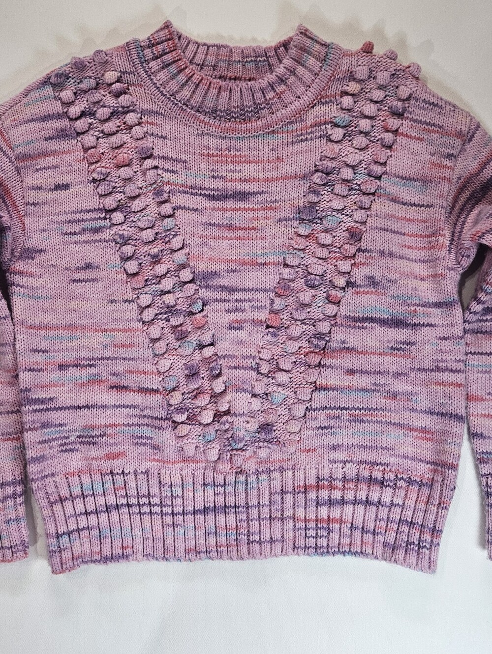 Talbots Wool Sweater Womens Small Pink Purple Chevron 90s Cottagecore